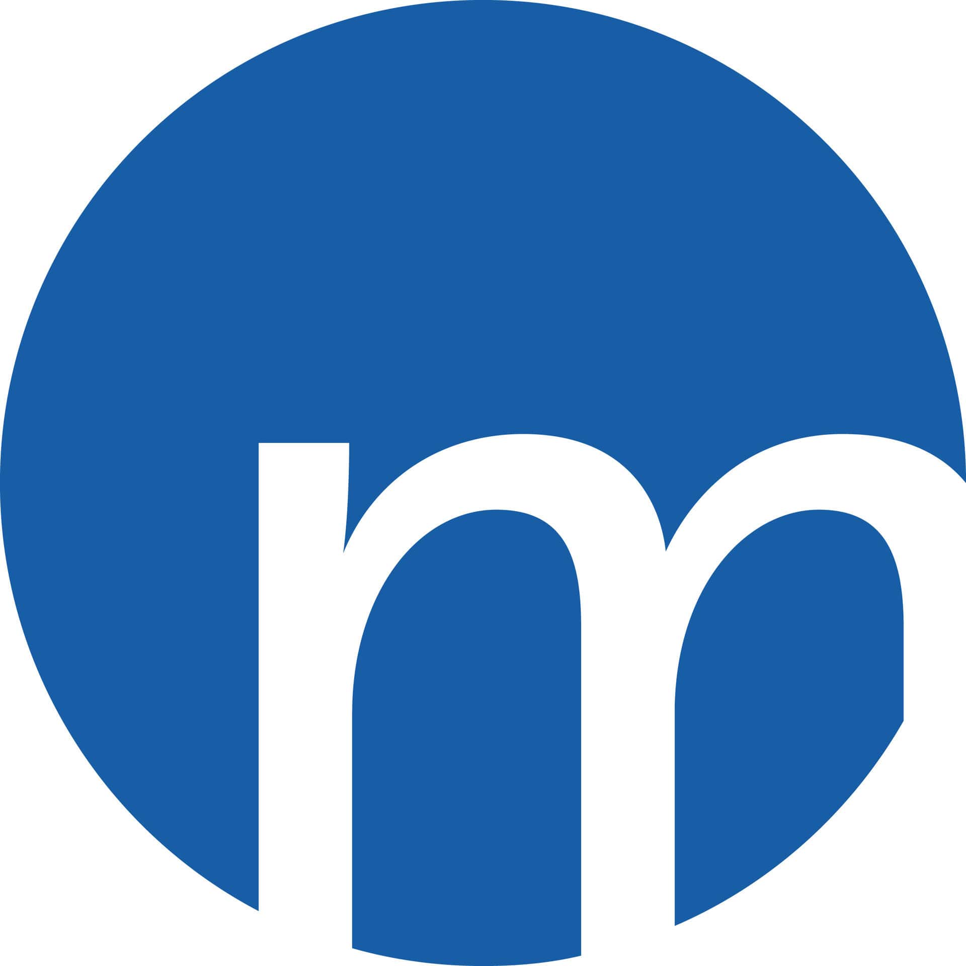 Blaues Kreislogo mit weißem Buchstaben m