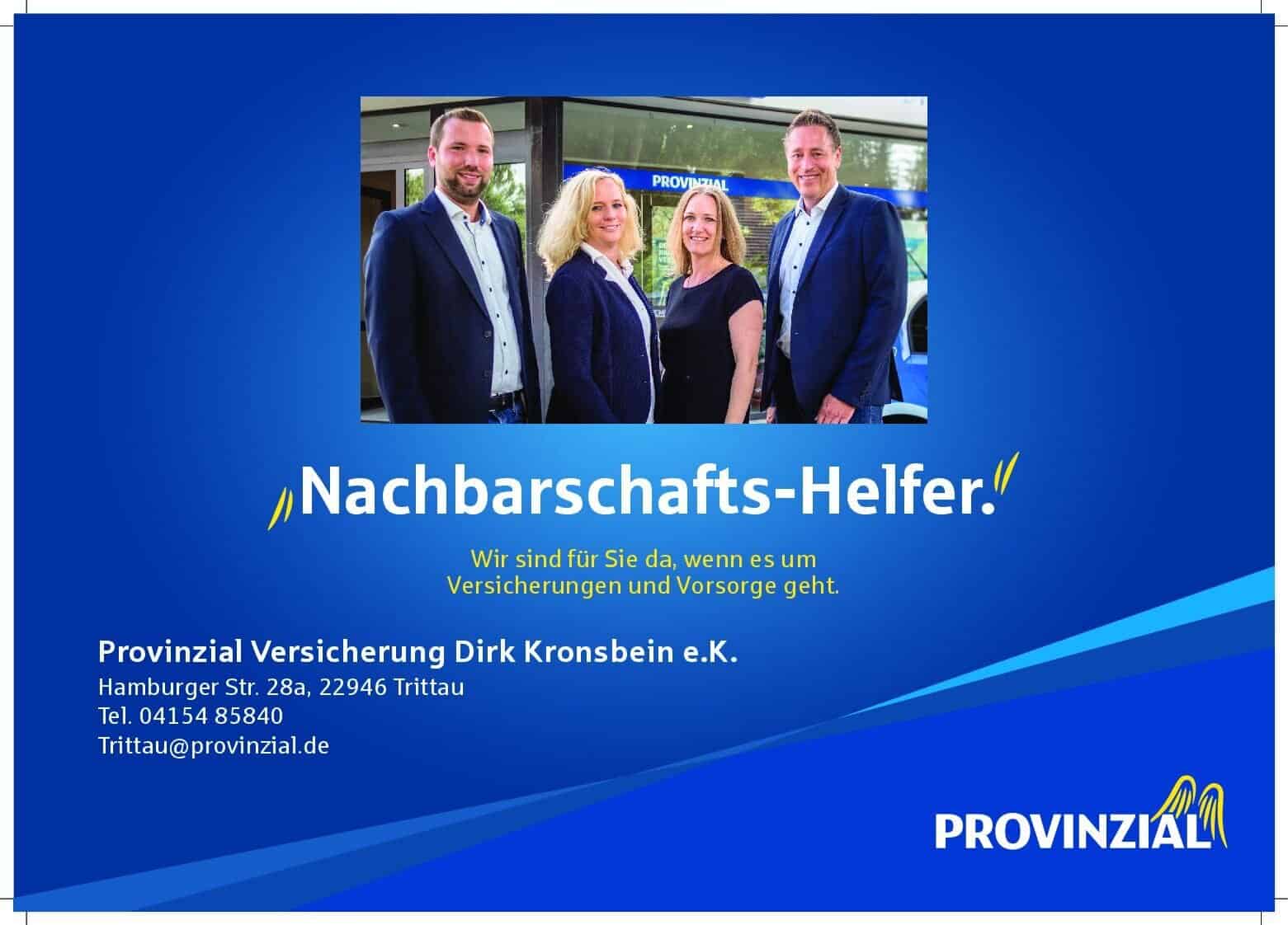 Vier Mitarbeitende vor Provinzial Versicherungsagentur in Trittau