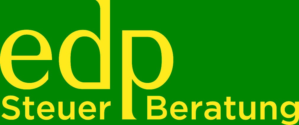 Logo edp Steuer Beratung in Gelb auf Grün