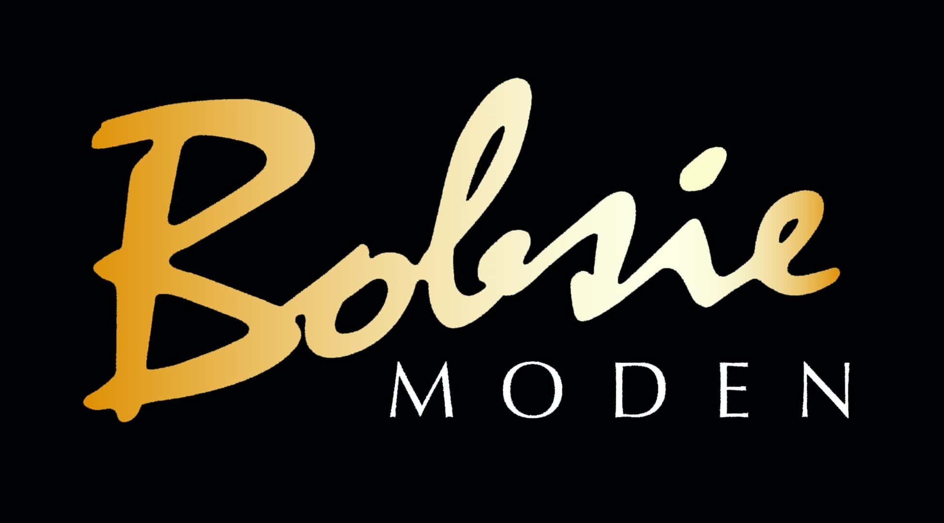 Goldenes Bobbie Moden Logo auf schwarzem Hintergrund